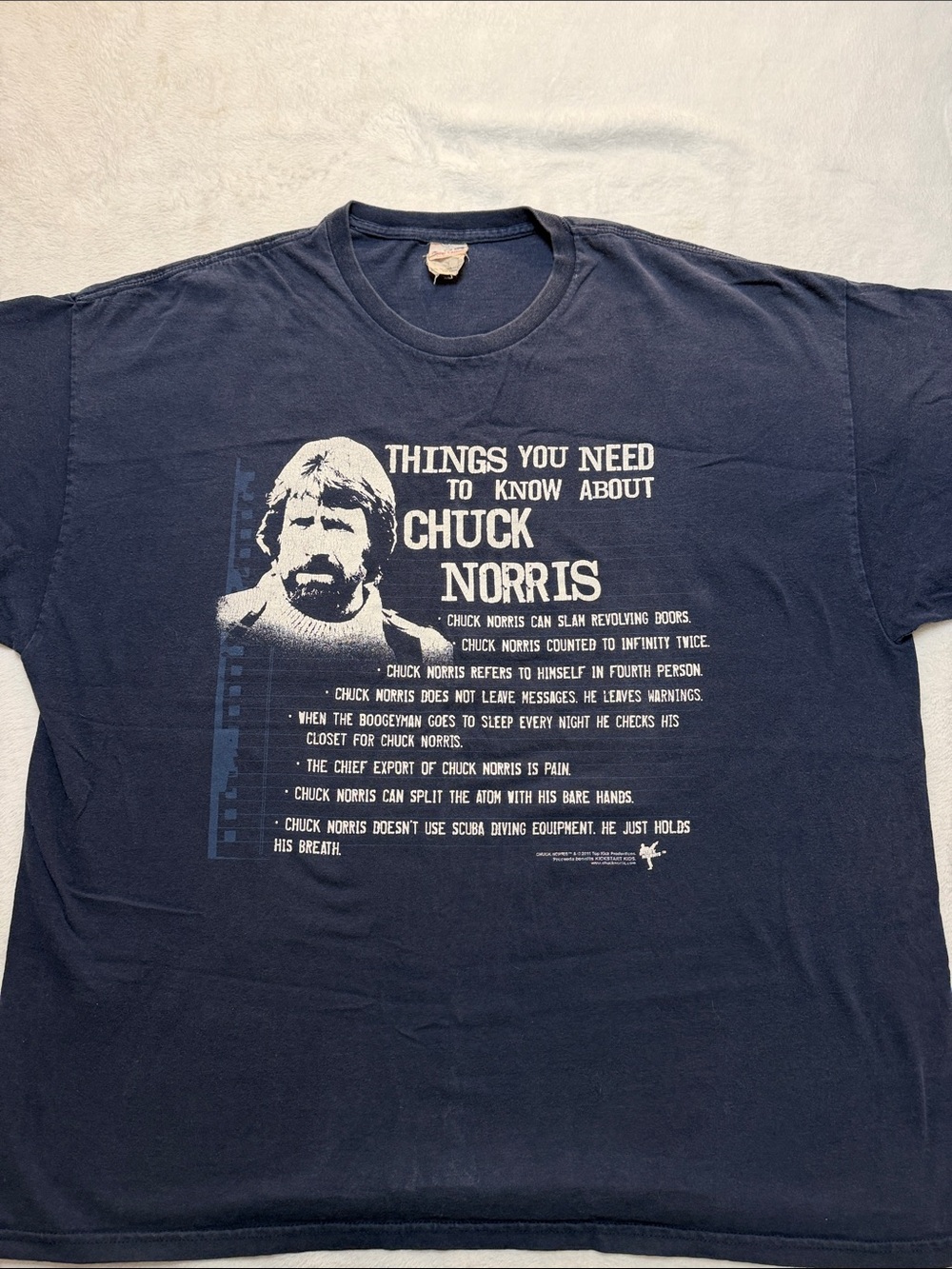 Gildan Navy Short-Sleeve Chuck Norris Graphic Tee with White Print